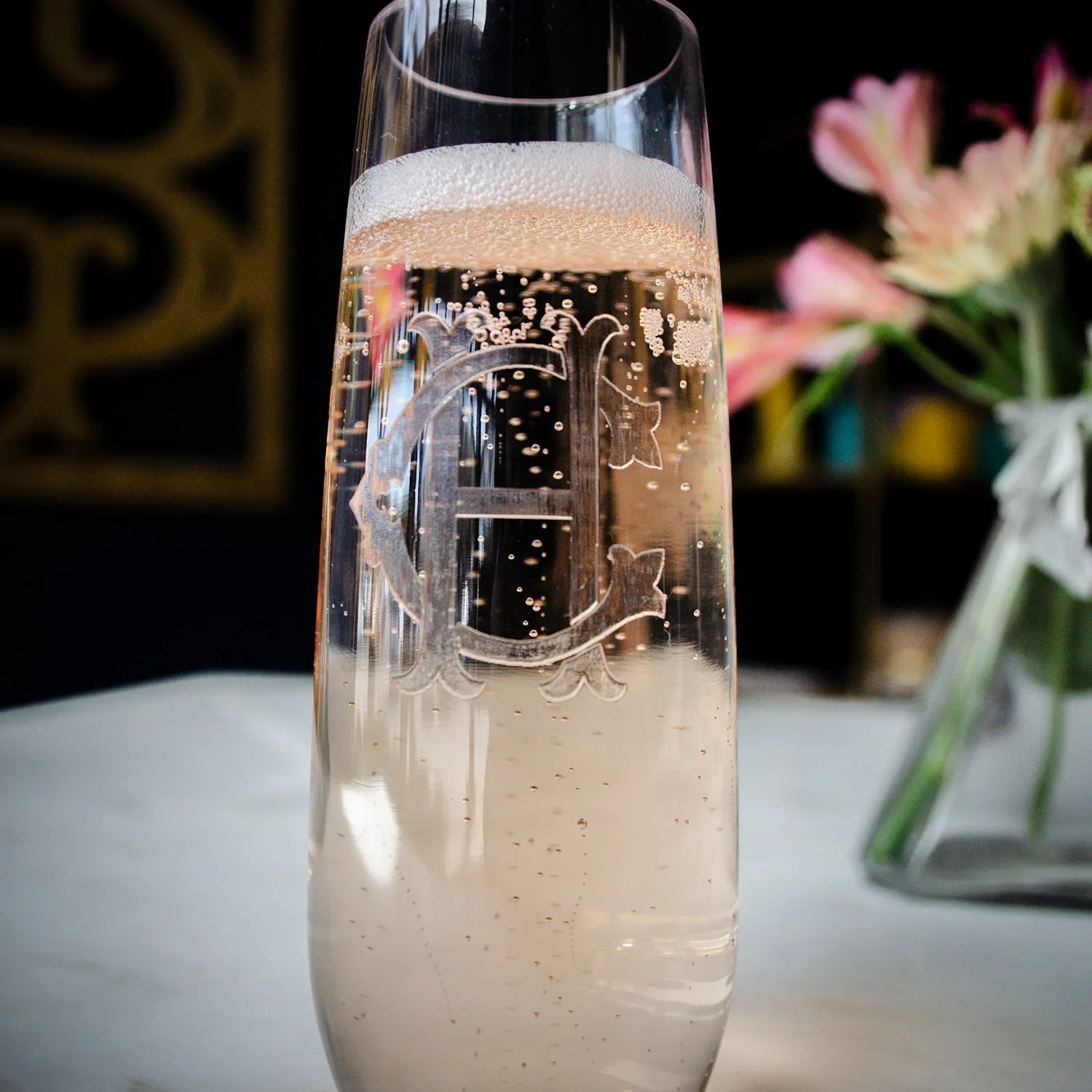 Classic Monogram Stemless Champagne Flutes & Wine Glasses