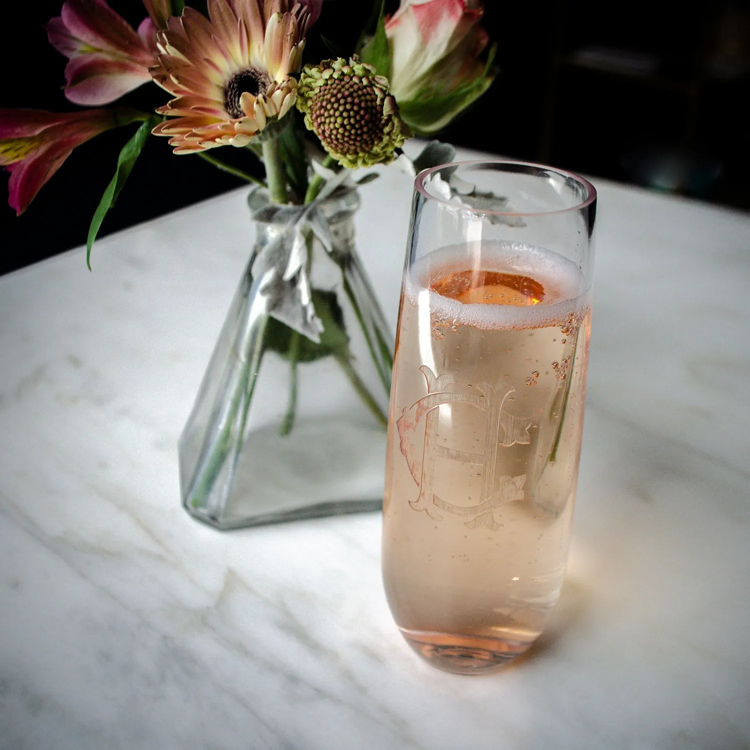 Classic Monogram Stemless Champagne Flutes & Wine Glasses
