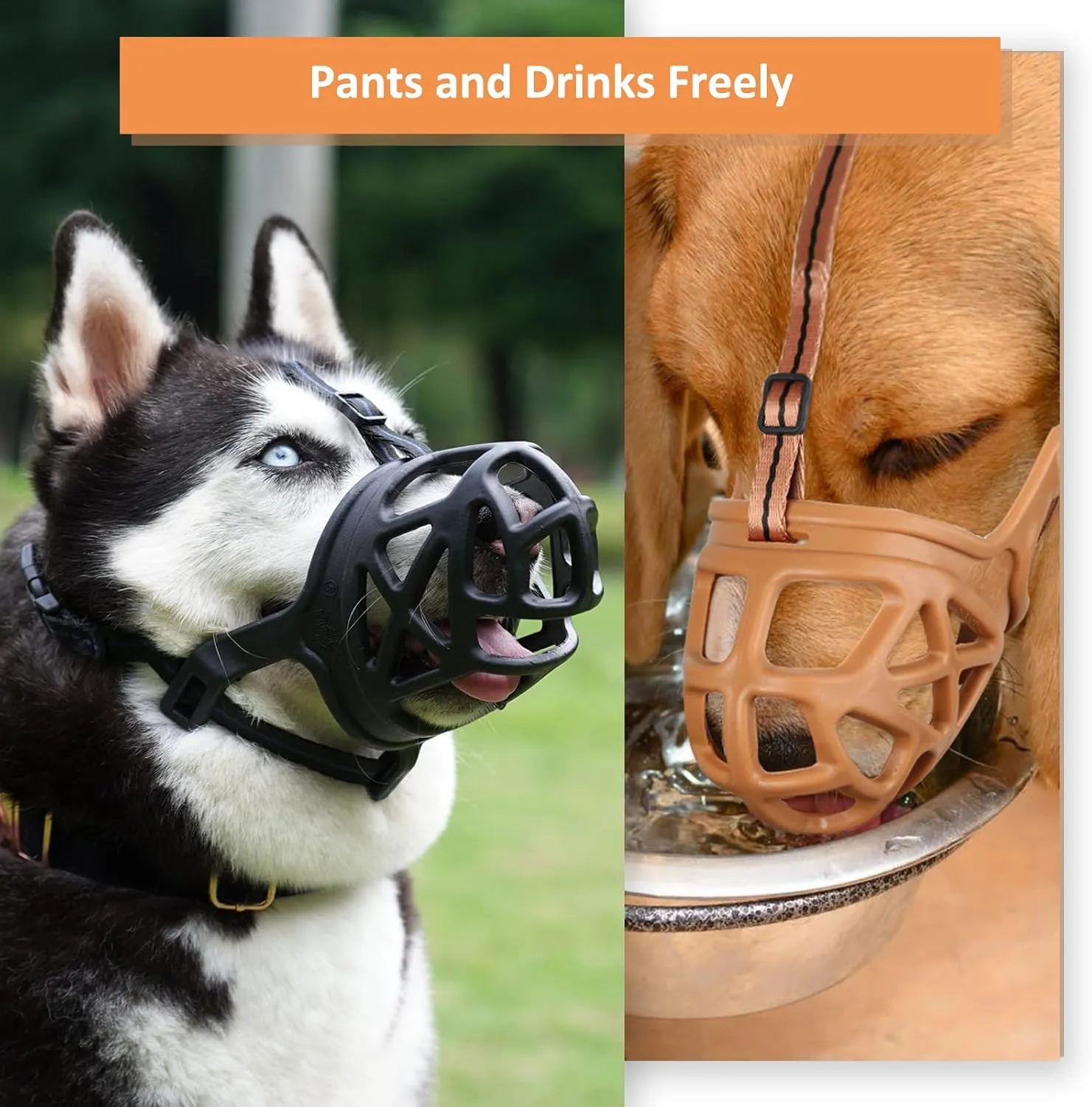 Dog Muzzle, Basket Muzzle for Biting, Chewing and Scavenging, Humane Cage Mouth Cover, Perfect for Grooming and Training Medium, Large Aggressive Reactive Dogs