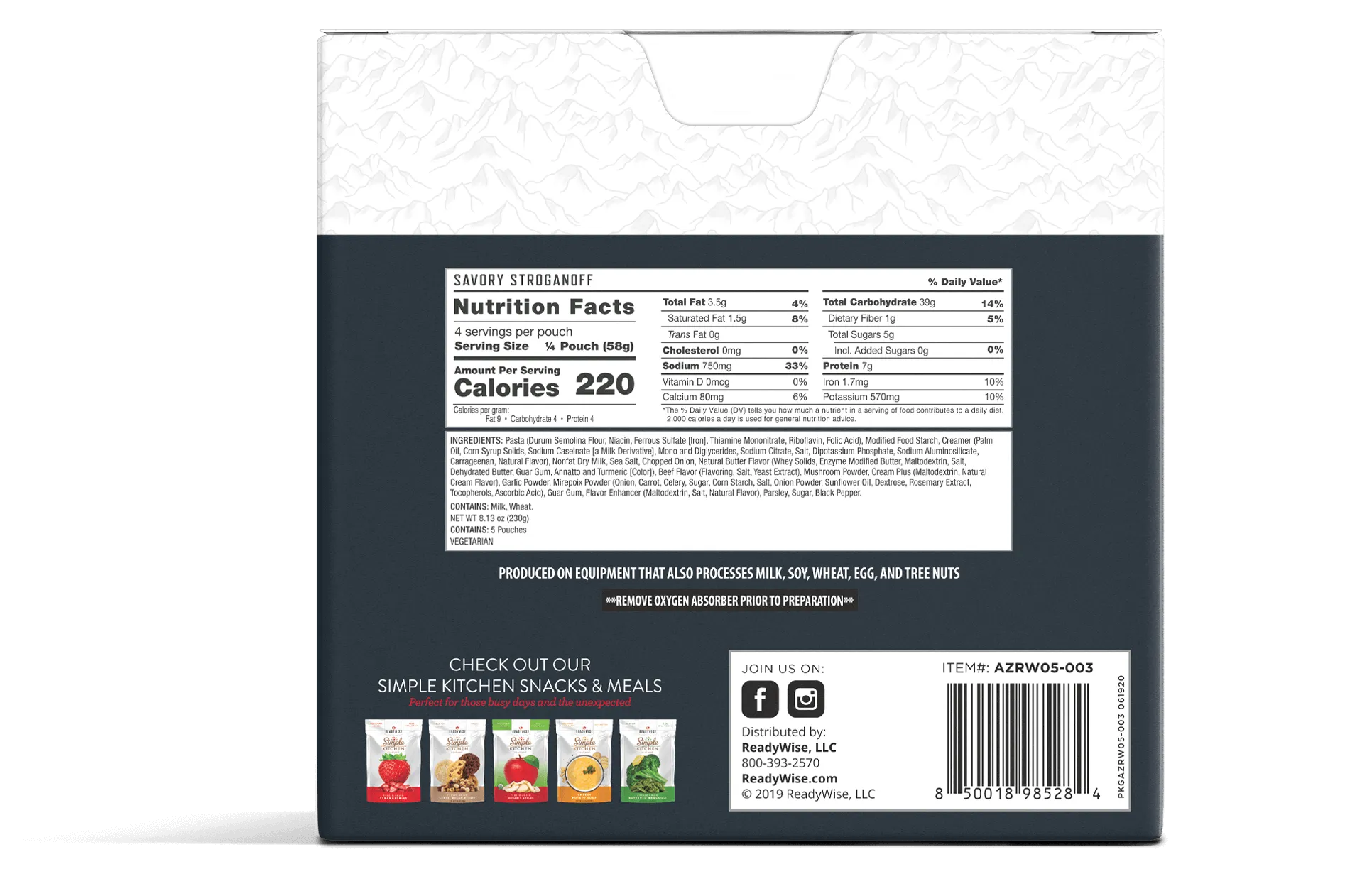 Emergency Food Favorite - Savory Stroganoff (5 x 4 Serving Pouches)