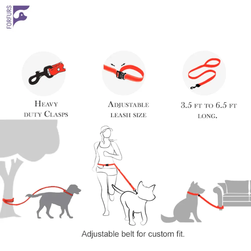 Forfurs Extra Long Adjustable Multifunctional Leash for Dogs (Tomato Red)