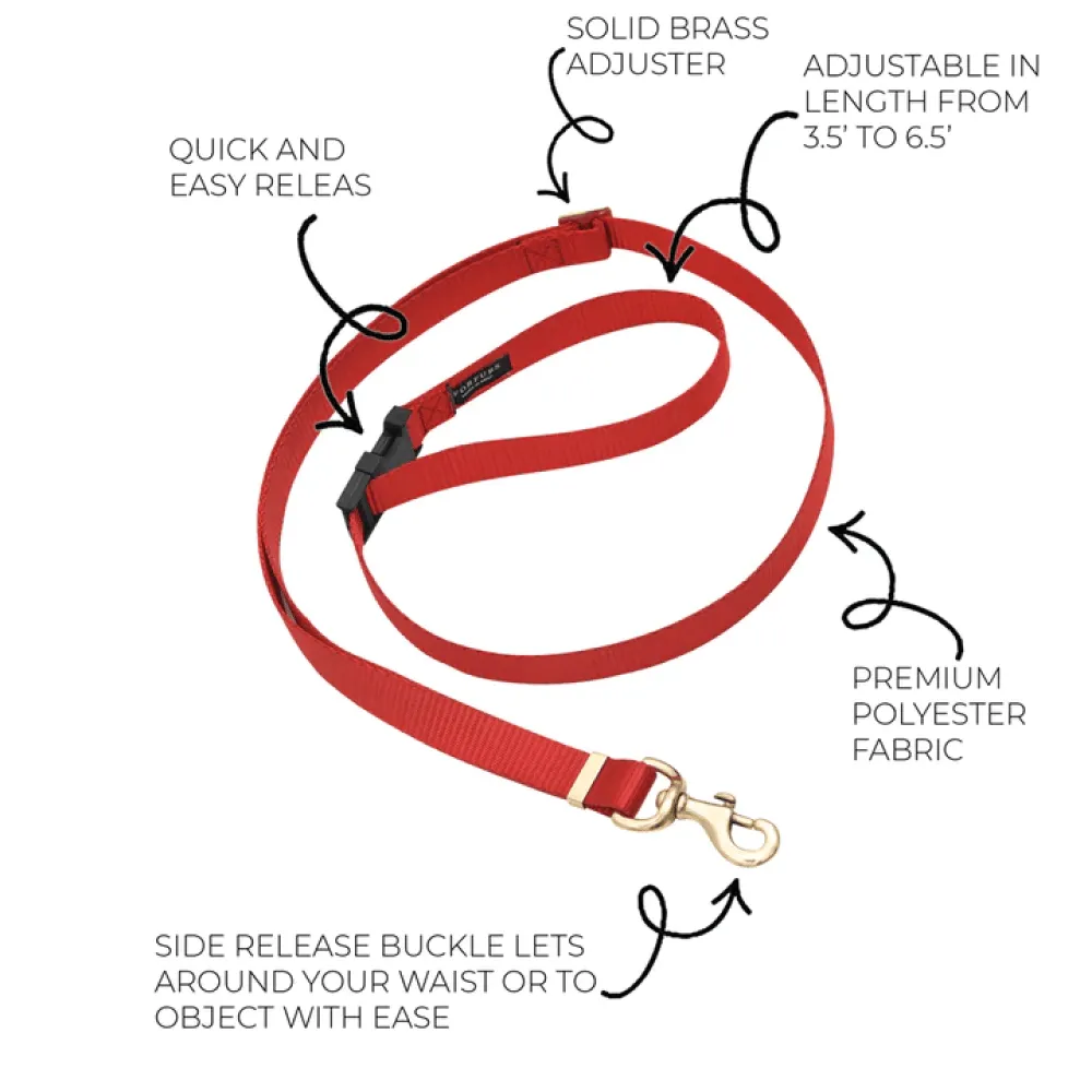 Forfurs Extra Long Adjustable Multifunctional Leash for Dogs (Tomato Red)