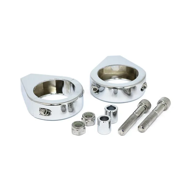 Fork Clamps for Harley-Davidson to Relocate Turn Signals/Indicators - 39mm, Chrome - Motorcycle Storehouse 980725