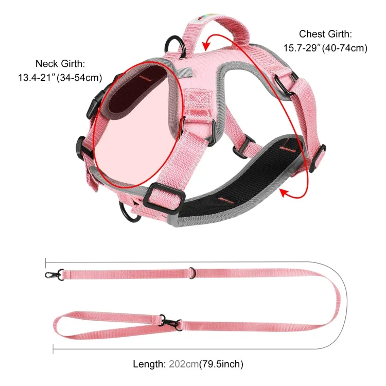 FunAdd Reflective Nylon Dog Harness with Traction Rope - Comfortable and Breathable, Size M