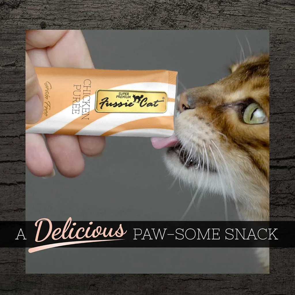 Fussie Cat Chicken Puree Lickable Cat Treats, 0.5-oz x 4-tubes