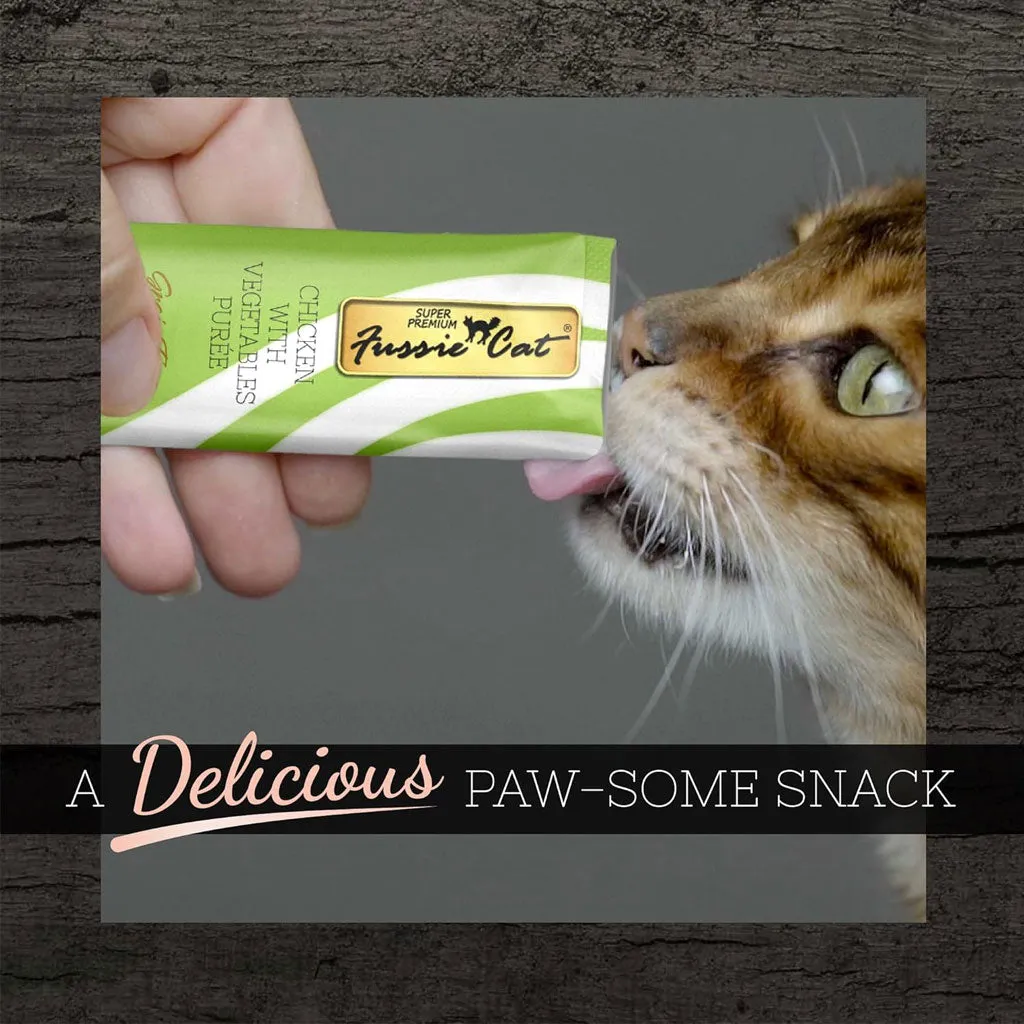 Fussie Cat Chicken with Vegetables Puree Lickable Cat Treats, 0.5-oz x 4-tubes