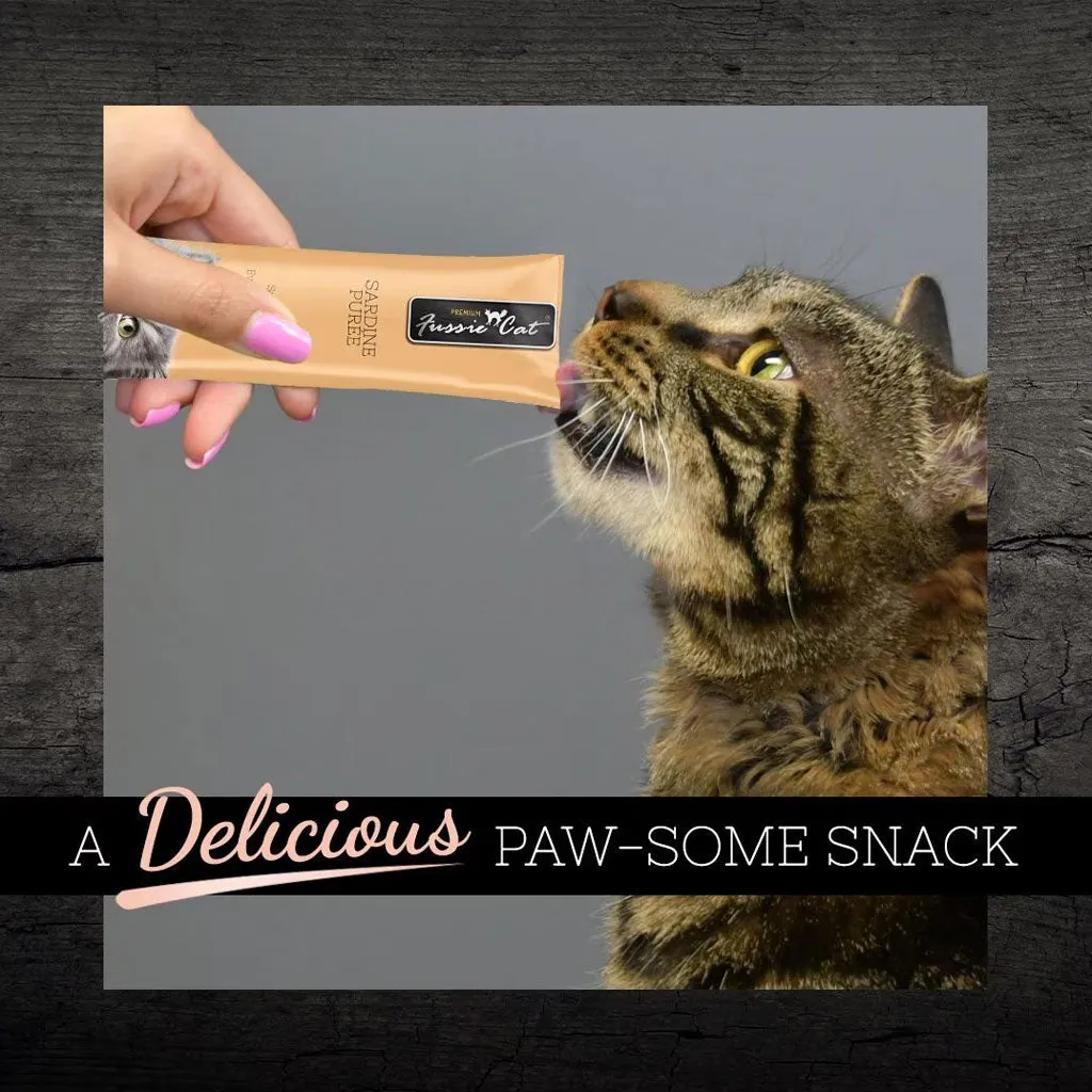 Fussie Cat Sardine Puree Lickable Cat Treats, 0.5-oz x 4-tubes