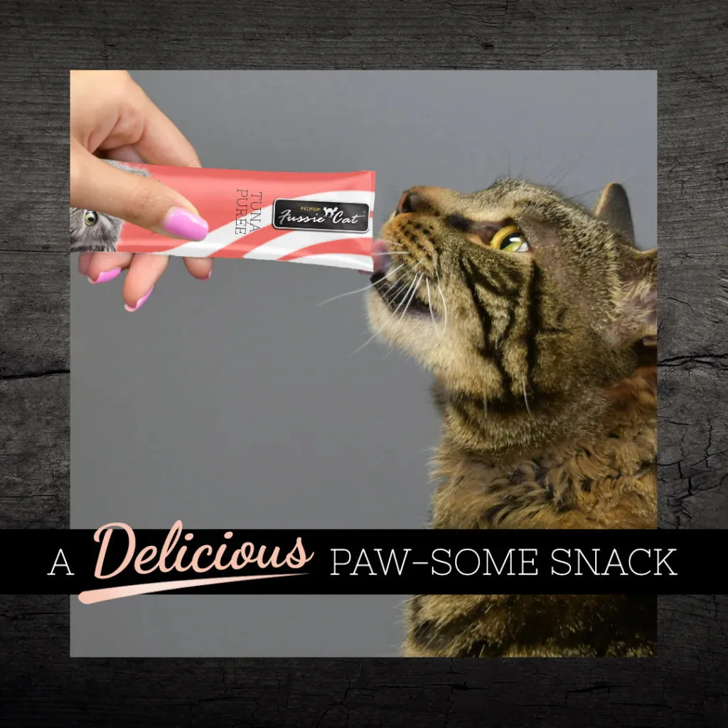 Fussie Cat Tuna Aspic Puree Lickable Cat Treats, 0.5-oz x 4-tubes