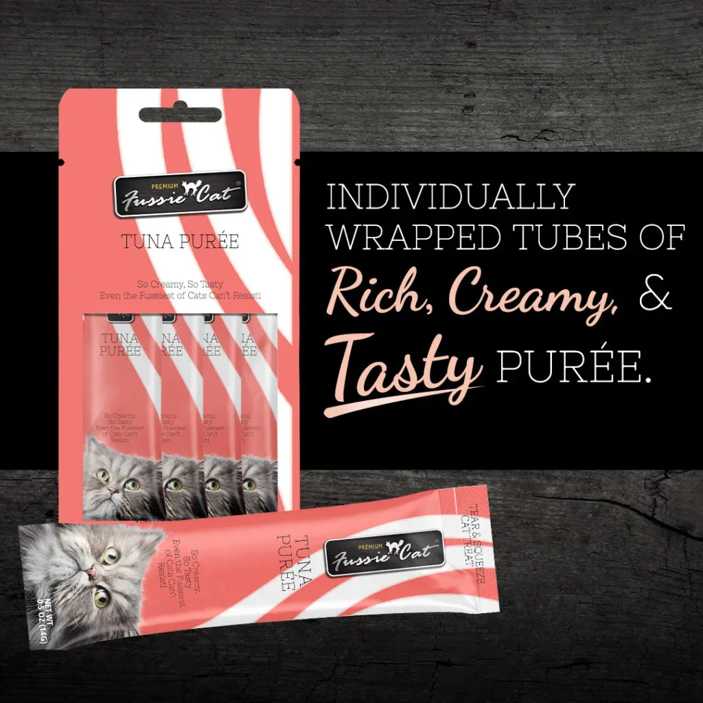 Fussie Cat Tuna Aspic Puree Lickable Cat Treats, 0.5-oz x 4-tubes