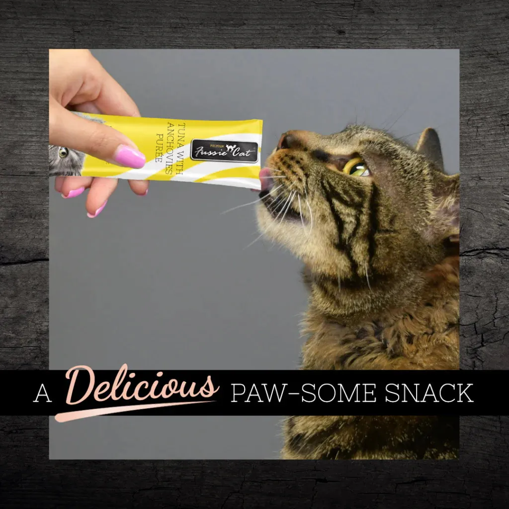 Fussie Cat Tuna with Anchovies Puree Lickable Cat Treats, 0.5-oz x 4-tubes