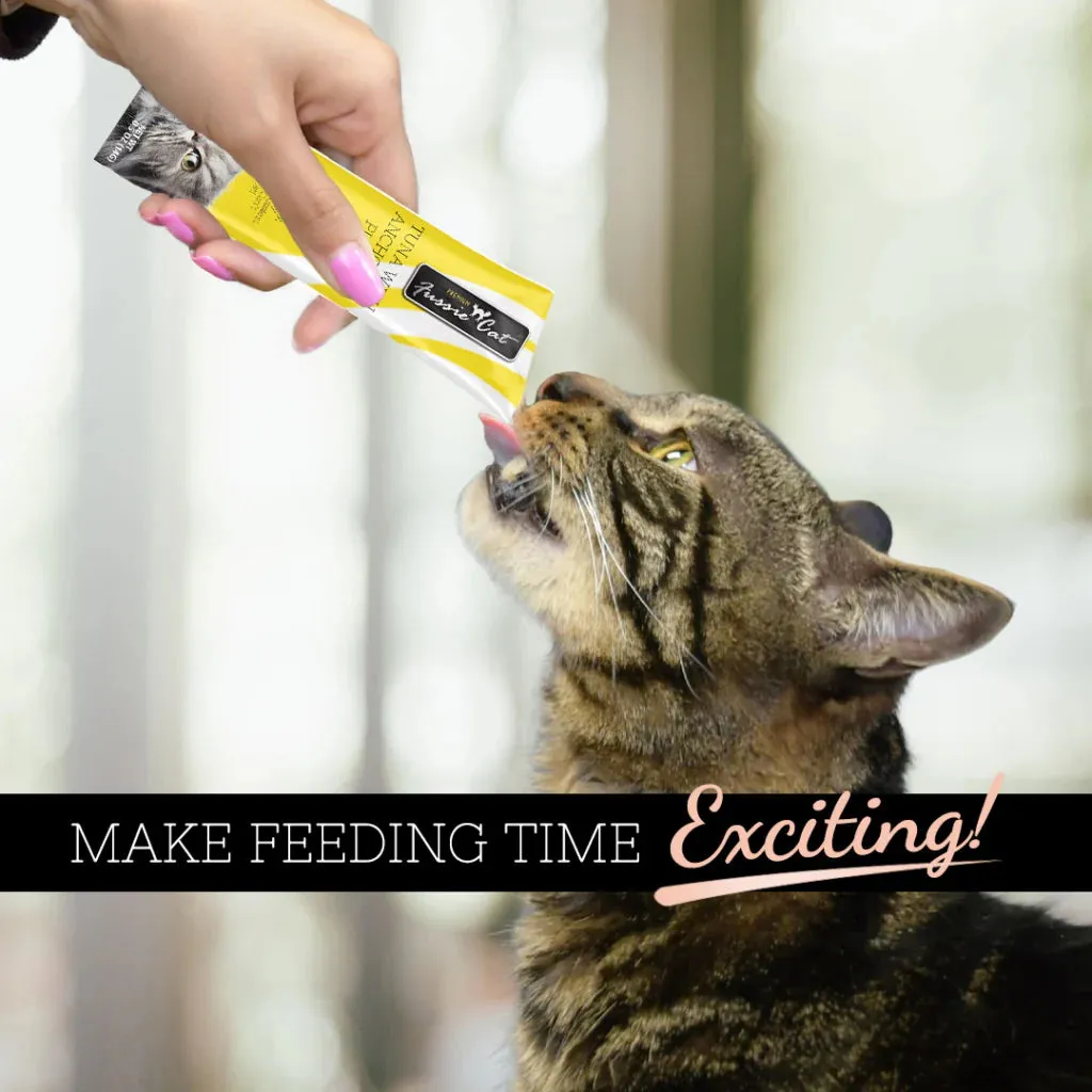 Fussie Cat Tuna with Anchovies Puree Lickable Cat Treats, 0.5-oz x 4-tubes