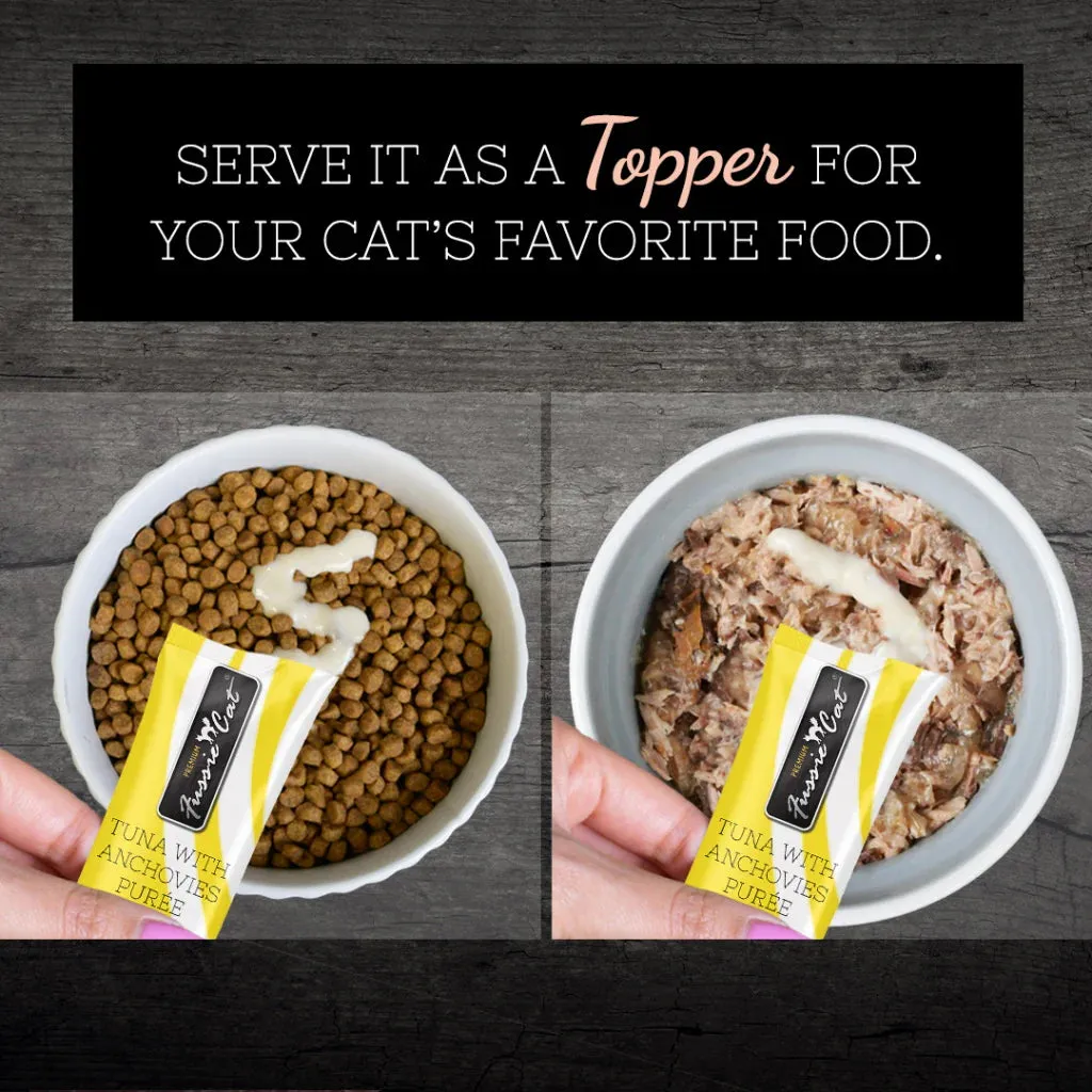 Fussie Cat Tuna with Anchovies Puree Lickable Cat Treats, 0.5-oz x 4-tubes