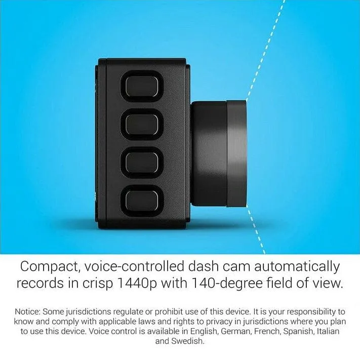 Garmin Dash Cam 57 1440p 140-degree FOV Voice Control Compact and Discreet