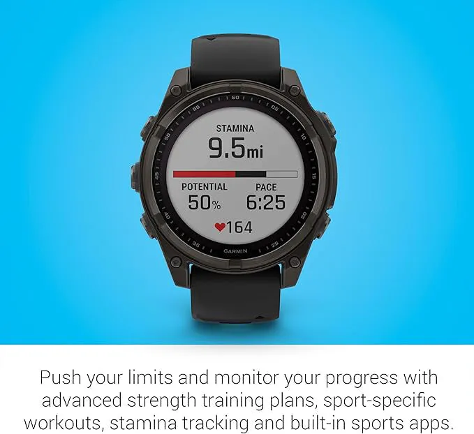 Garmin fēnix 8 Unisex Carbon Gray DLC Titanium with Pebble Gray Band Solar Amoled Sapphire Long-Lasting Battery Life Dive-Rated Built-in LED Flashlight 47 Millimeters Premium Multisport GPS Smartwatch - 010-02906-10