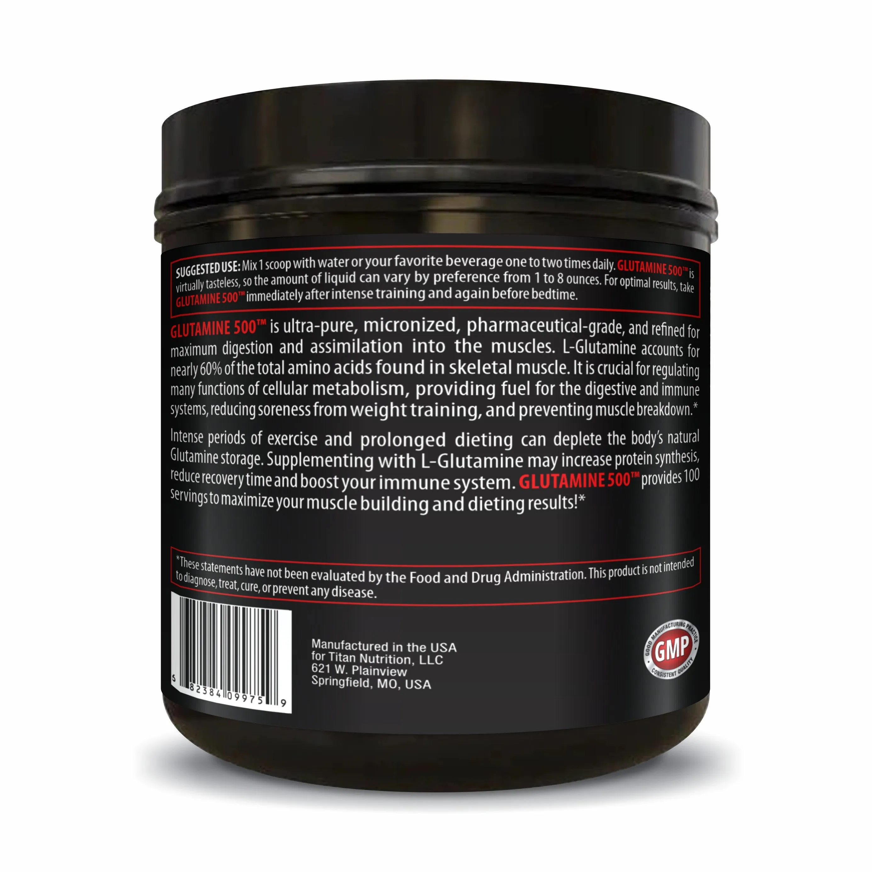 Glutamine 500™ - Pharmaceutical Grade Micronized