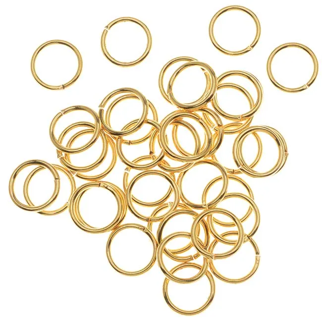 Jump Rings, Open 8mm Diameter 18 Gauge, Gold Plated (100 Pieces)
