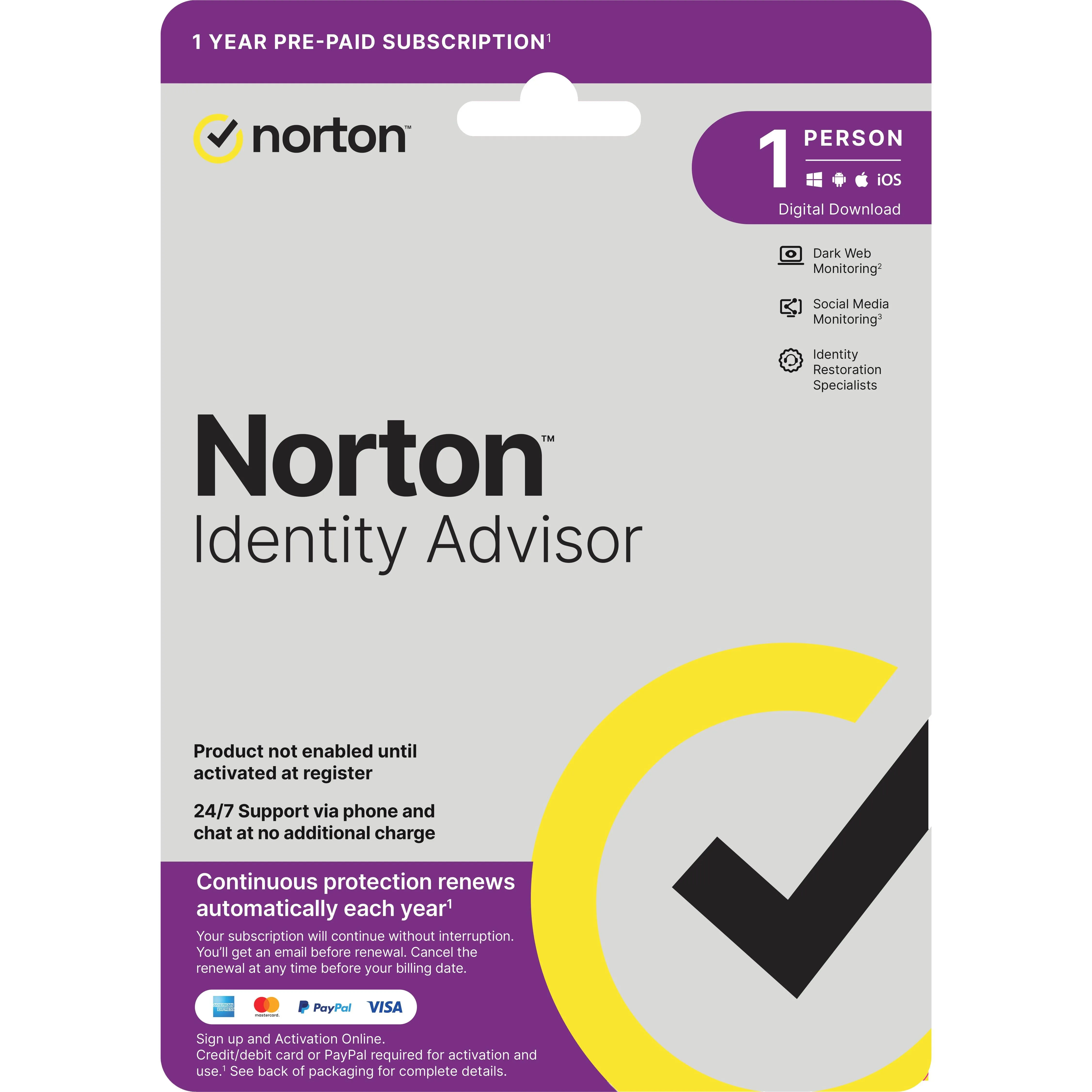Norton Identity Advisor (1-User, 12 month)[Digital Download]