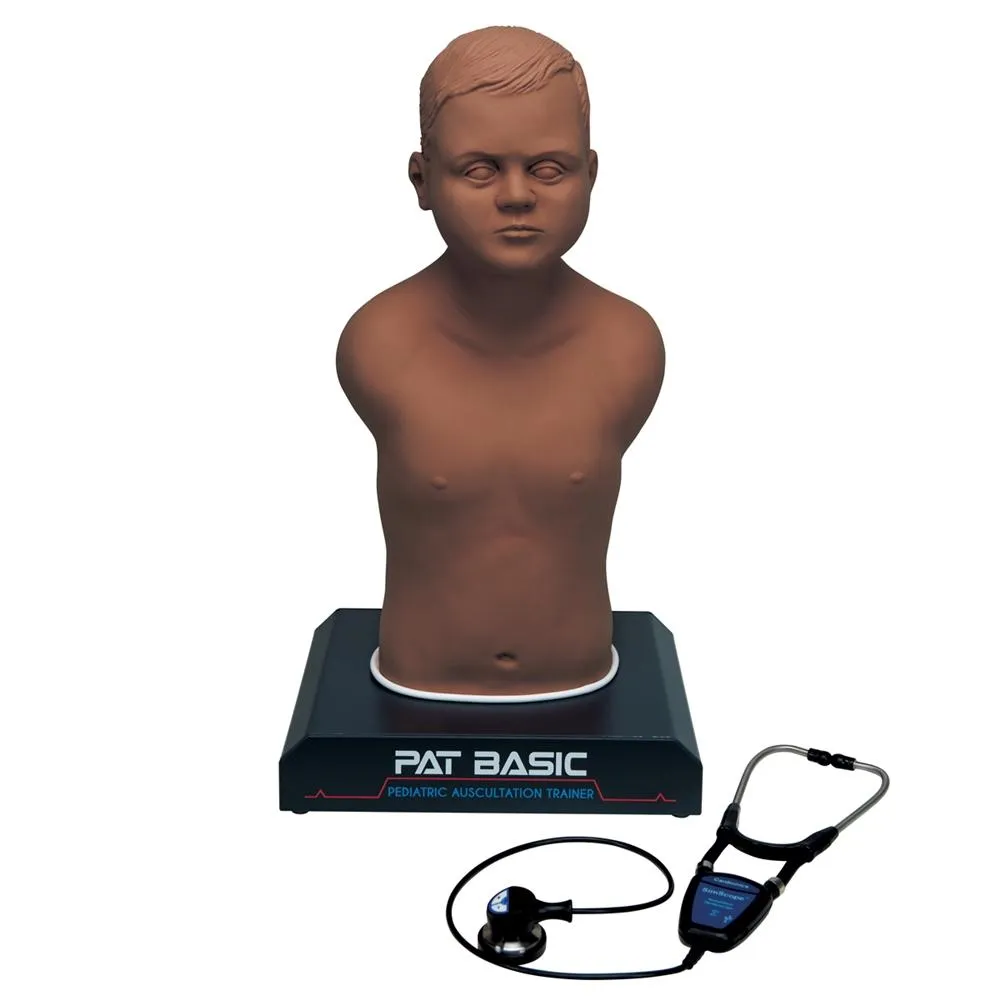 PAT BASIC® - Pediatric Auscultation Trainer with SimScope Wi-Fi Training Stethoscope, Dark
