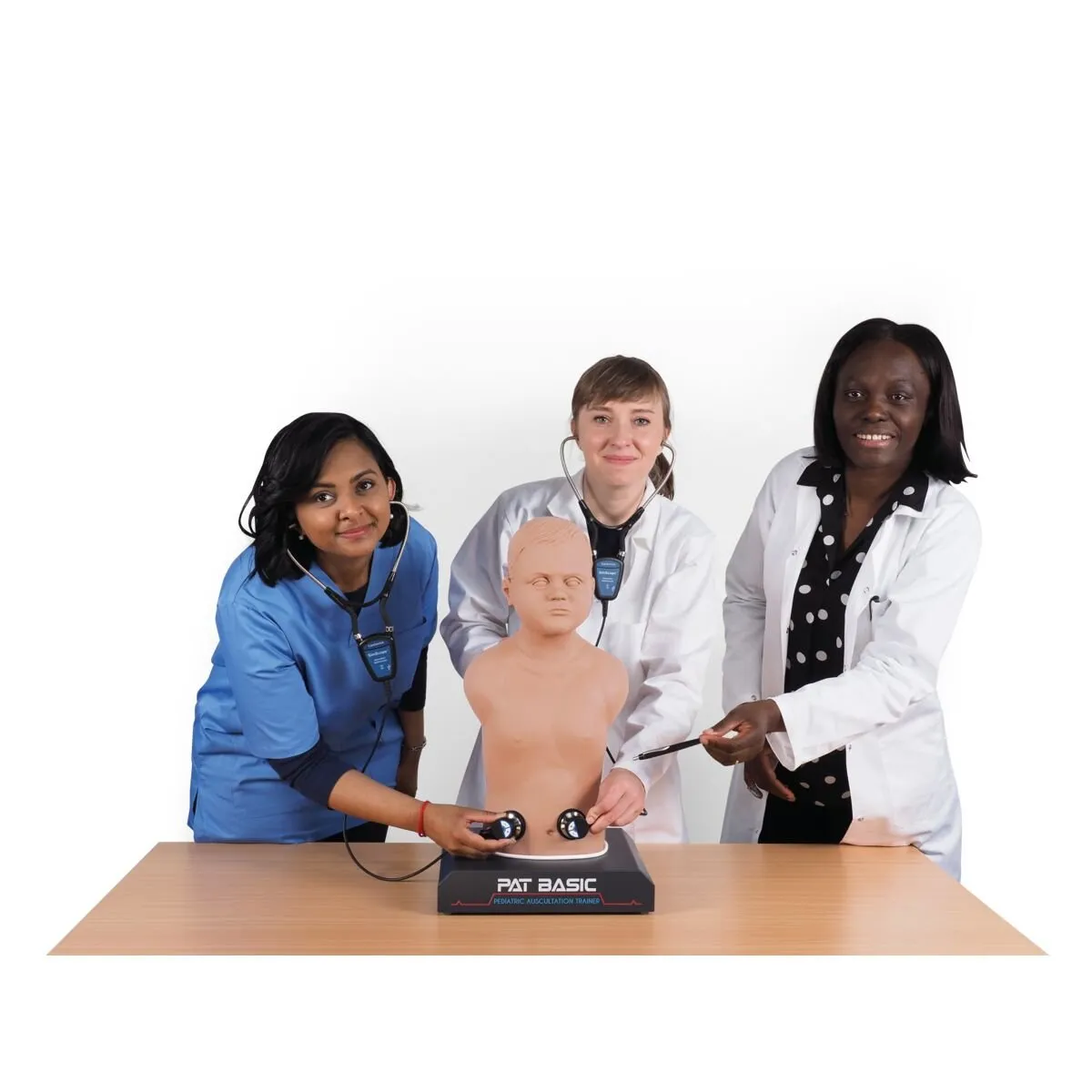 PAT BASIC® - Pediatric Auscultation Trainer with SimScope Wi-Fi Training Stethoscope, Light