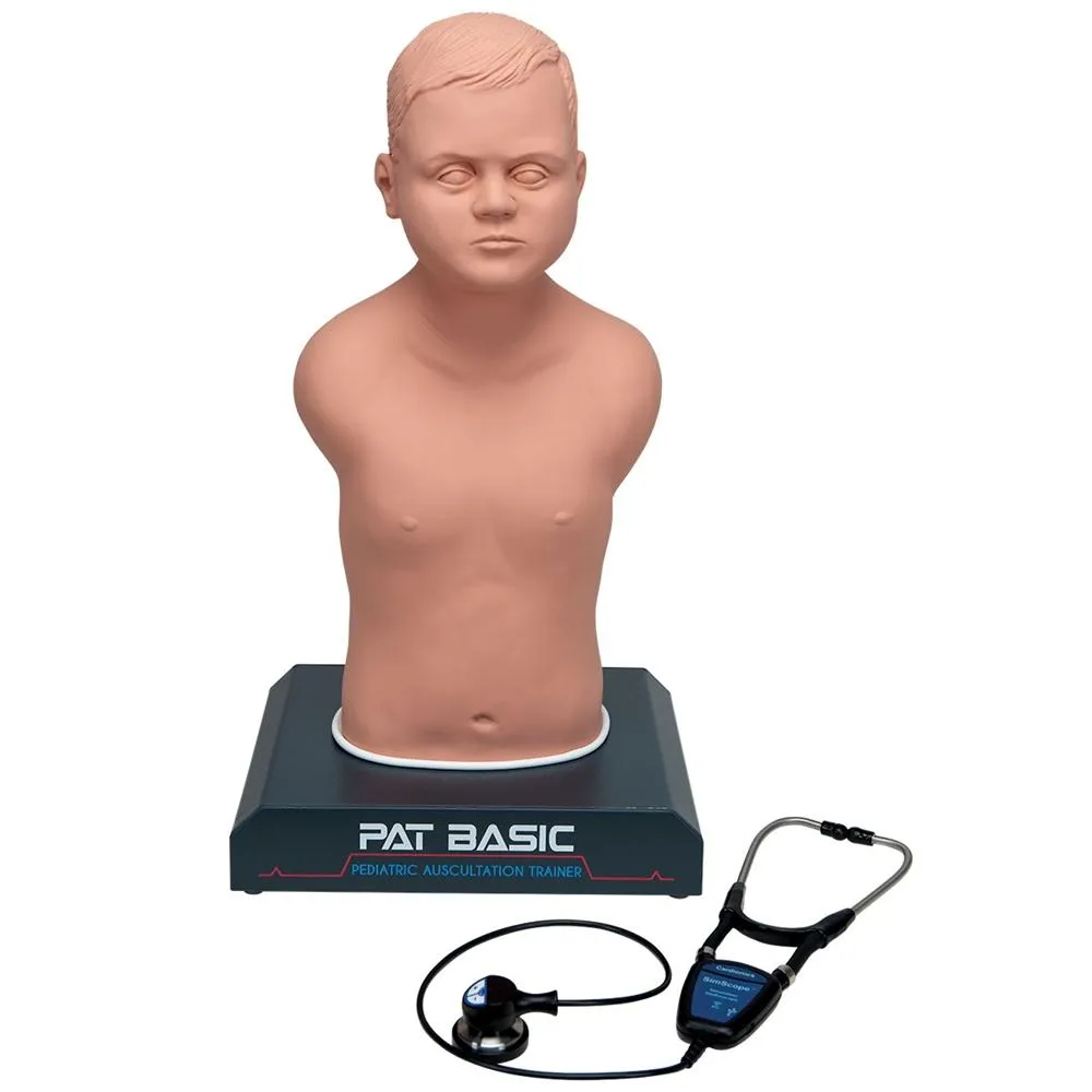 PAT BASIC® - Pediatric Auscultation Trainer with SimScope Wi-Fi Training Stethoscope, Light