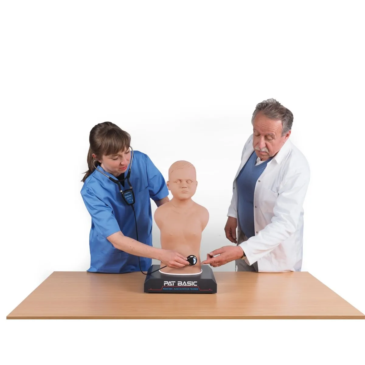 PAT BASIC® - Pediatric Auscultation Trainer with SimScope Wi-Fi Training Stethoscope, Light