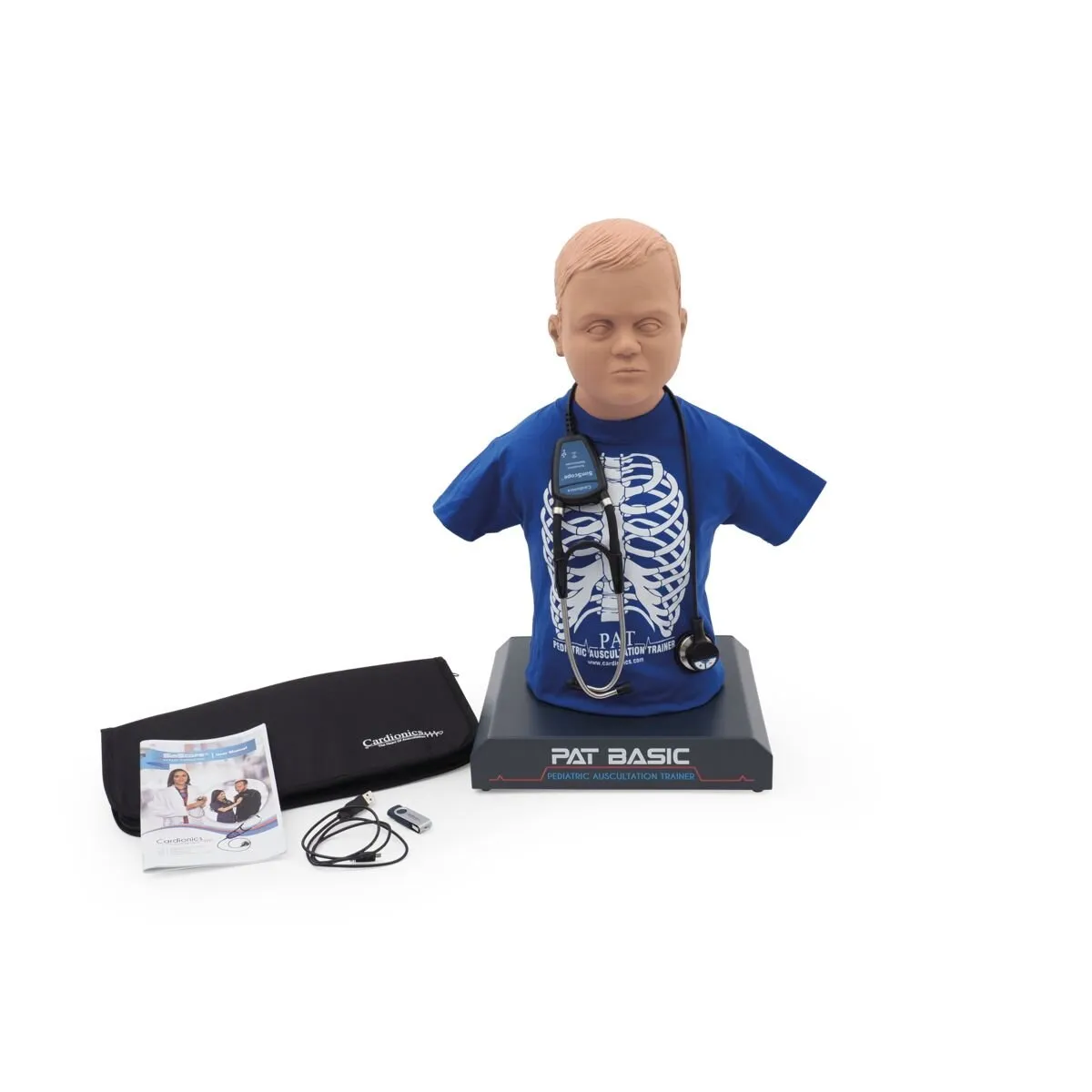 PAT BASIC® - Pediatric Auscultation Trainer with SimScope Wi-Fi Training Stethoscope, Light