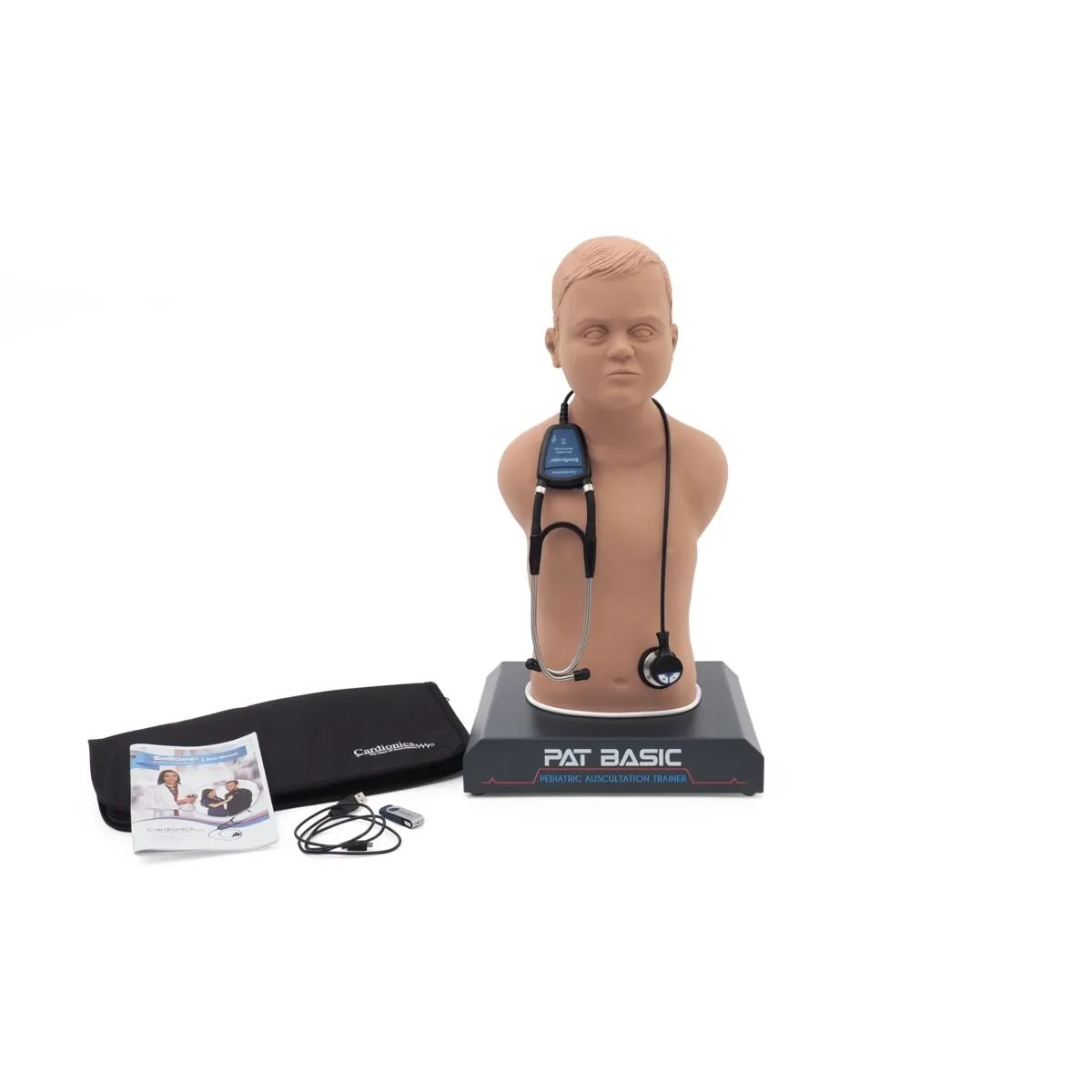 PAT BASIC® - Pediatric Auscultation Trainer with SimScope Wi-Fi Training Stethoscope, Light