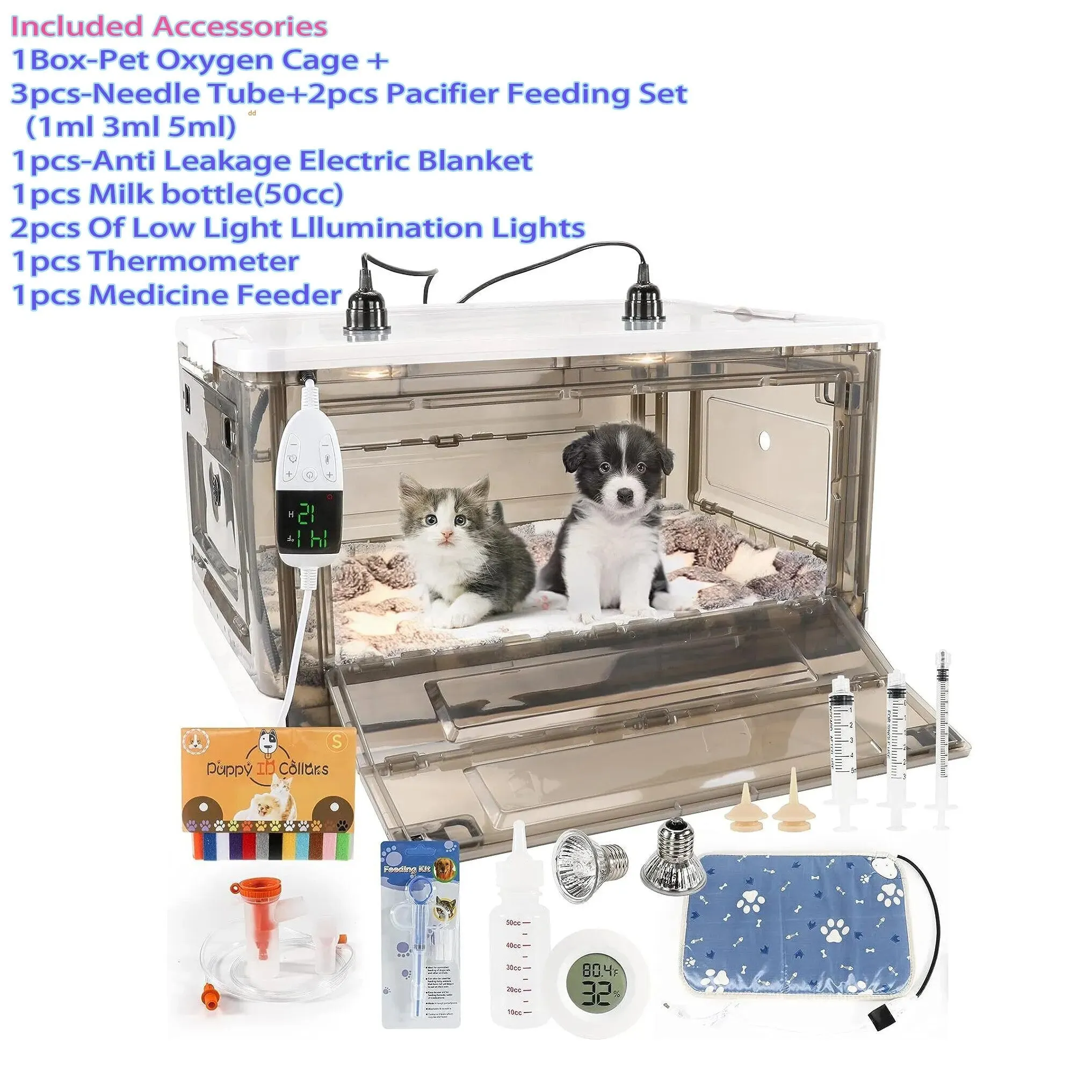 Pet Oxygen Cage and Puppy Incubator with Heating -  Incubator for Newborn Puppies and Kittens 
great for breeders and rescues.