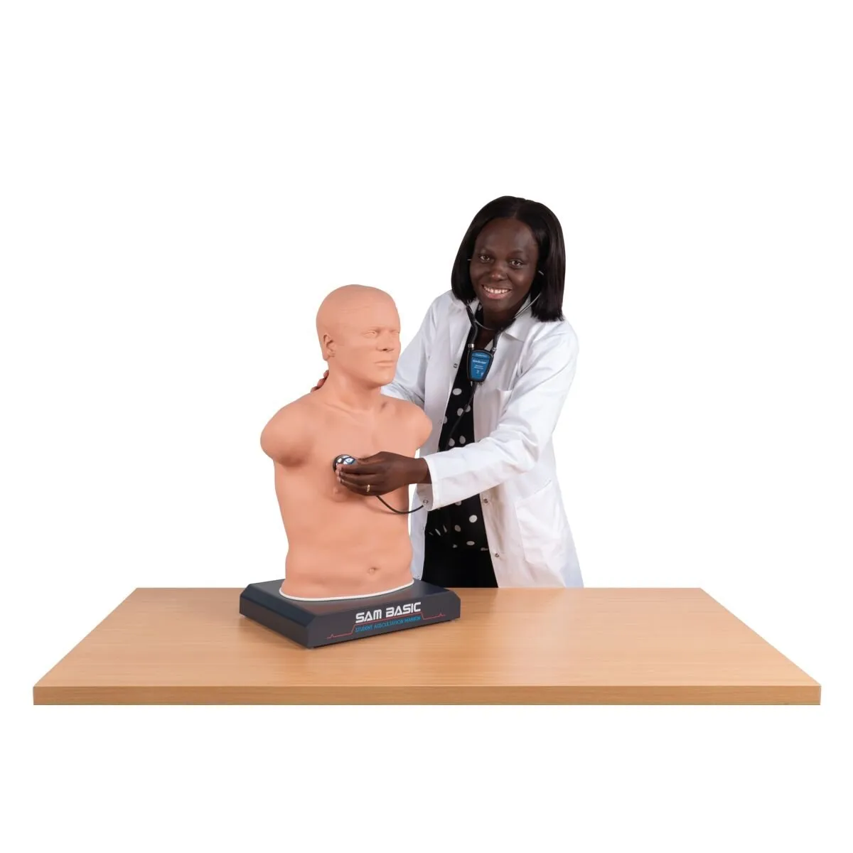 SAM BASIC<sup>®</sup> - Adult Auscultation Trainer with SimScope Wi-Fi Training Stethoscope, Light
