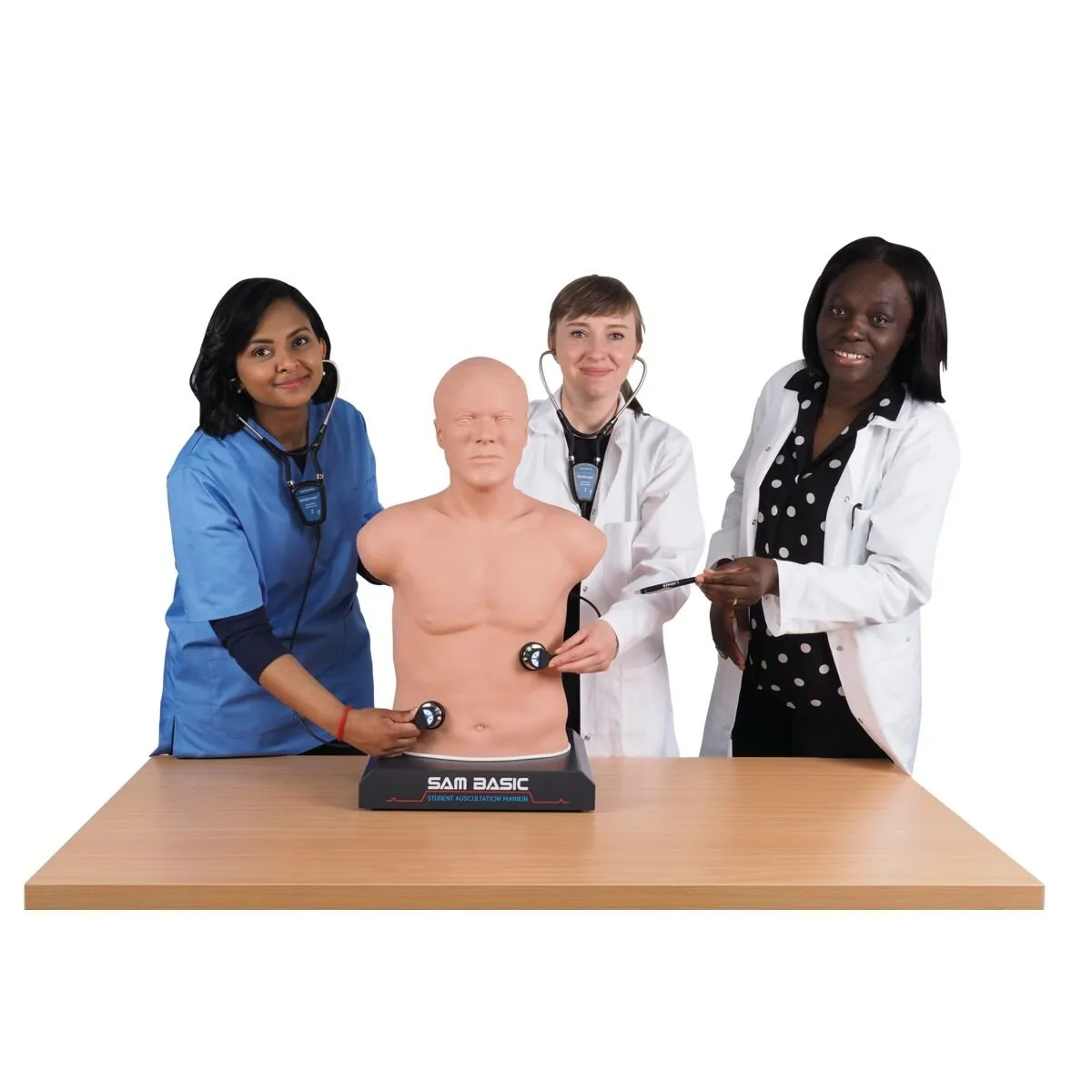 SAM BASIC<sup>®</sup> - Adult Auscultation Trainer with SimScope Wi-Fi Training Stethoscope, Light