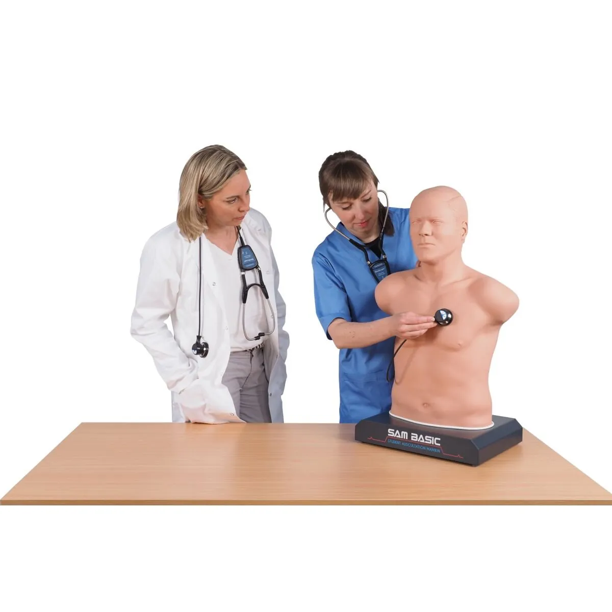 SAM BASIC<sup>®</sup> - Adult Auscultation Trainer with SimScope Wi-Fi Training Stethoscope, Light