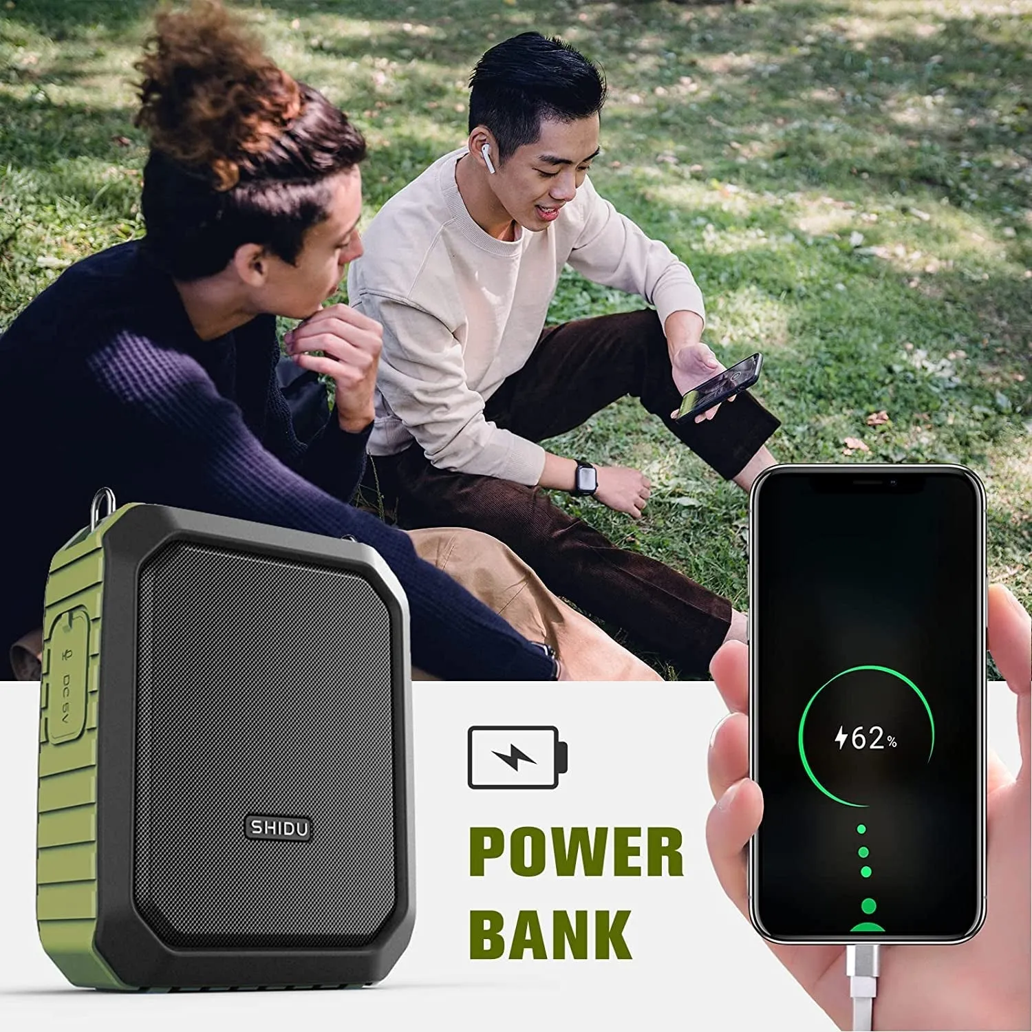 SHIDU Voice Amplifier for Teachers and Coaches18W Portable PA System Wired Mic Headset 4400Mah Rechargeable Battery (Working Time:12H) Bluetooth 5.0 & Waterproof Ipx5 for Teaching, Meeting,Speech