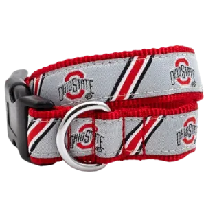 The Worthy Dog Ohio State Gray Stripe Athletic Logo Dog Collar