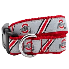 The Worthy Dog Ohio State Gray Stripe Athletic Logo Dog Collar