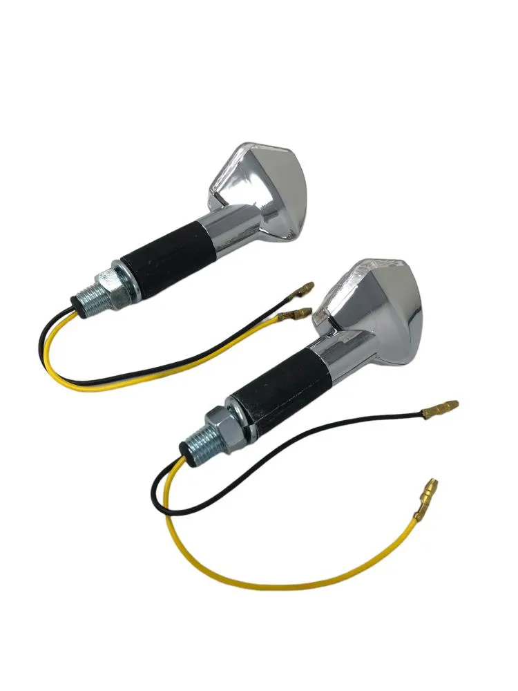 Turn Signal Set Hexagon LED, Long Stem - Chrome - Highway Hawk H68-9273