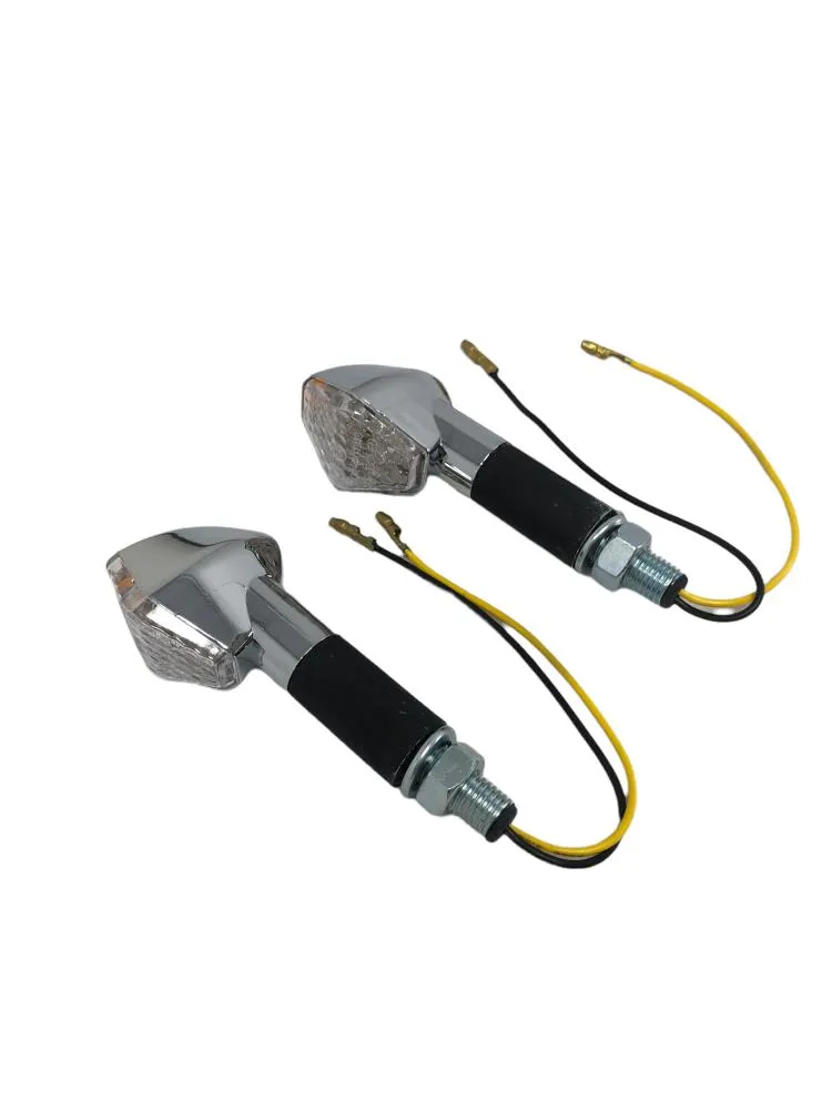 Turn Signal Set Hexagon LED, Long Stem - Chrome - Highway Hawk H68-9273