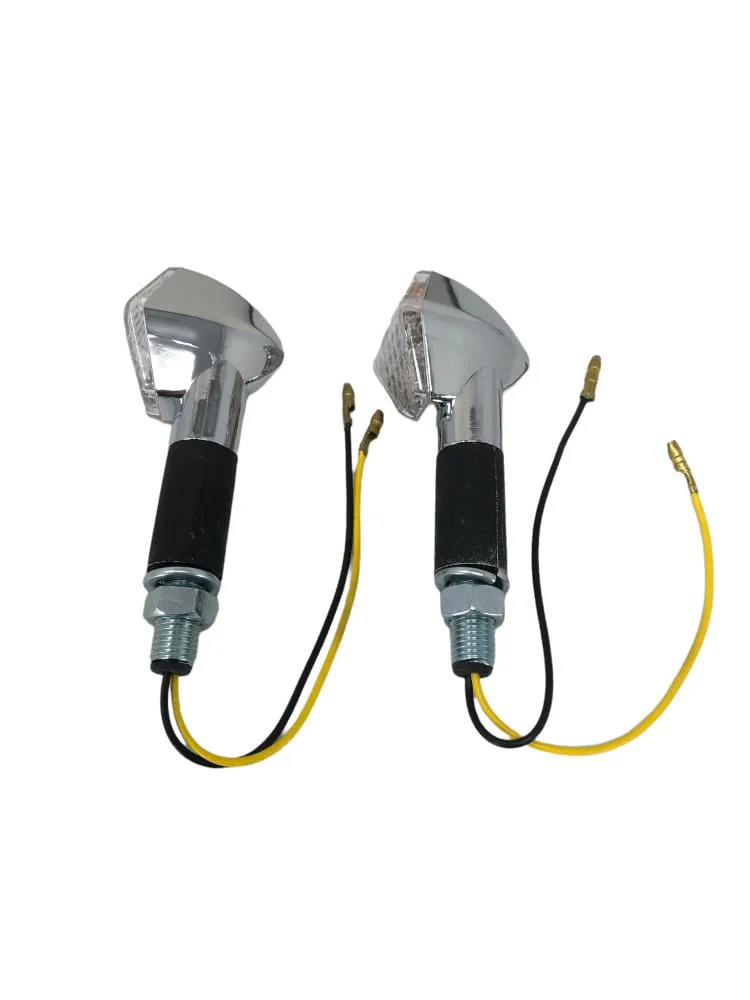 Turn Signal Set Hexagon LED, Long Stem - Chrome - Highway Hawk H68-9273