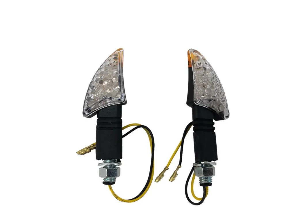 Turn Signal Set Shark Fin LED, Long Stem - Black - Highway Hawk H68-9293