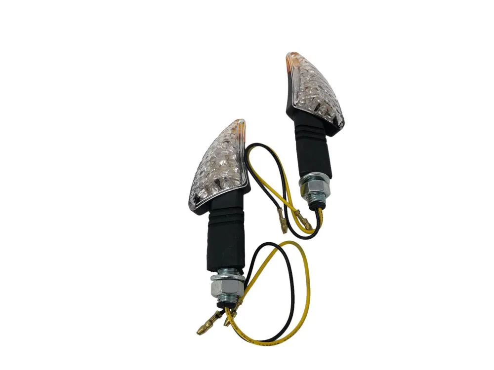 Turn Signal Set Shark Fin LED, Long Stem - Black - Highway Hawk H68-9293