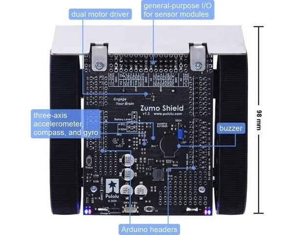 Zumo Robot for Arduino (Assembled with 75:1 HP Motors)